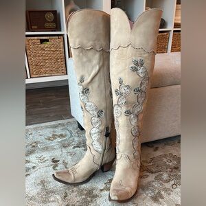 Junk Gypsy by Lane Boots - Hard to Handle OTK Over the Knee in Bone / Cream